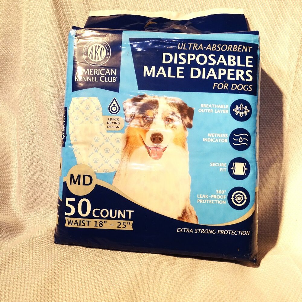 AKC Ultra- Absorbent Disposable Male Diapers for Dogs Never Opened